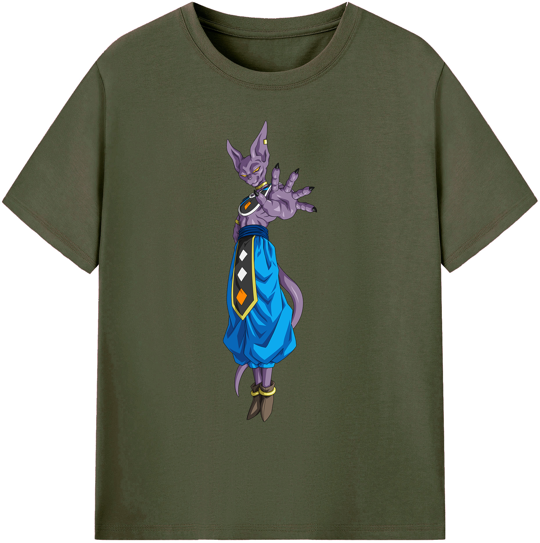（画像用） ドラゴンボール ビルス 破壊神ビルス DRAGON BALL Beerus Birusu 綿100％ メンズ半袖Tシャツ｜肌触りやわらか＆通気性